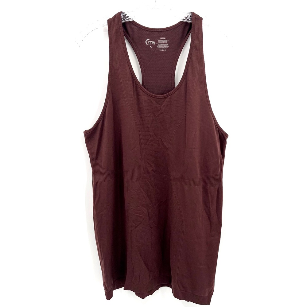 ZYIA ACTIVE Women's Size XL Brown Copper Charged Seamless Racerback Tank Top